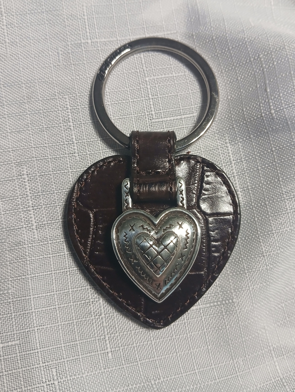 Brighton  Heart Leather Silver Tone Keyring Fob